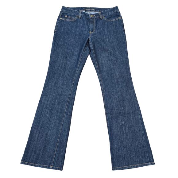 MMK Bootcut Jeans Size 6 Dark Stretch Denim Michael Kors Gold Sausilito Boot - Picture 1 of 9